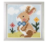 Trimits Kinder-Kreuzstich-Set: Zählmuster, Stickvorlage, Stickvorlage, Stickgarn und Anleitung, 15 x 15 cm (6 x 6 Zoll), Motiv: Hase