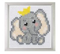 Trimits Kinder-Kreuzstich-Set: Zählstickerei, Stickvorlage, Stickvorlage, Stickgarn und Anleitung, 15 x 15 cm (6 x 6 Zoll), Elefant