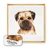 Trimits Kreuzstich-Set Hund - personalisierte Stickerei für Erwachsene und Anfänger, Wanddekoration, Tierliebhaber, Hundebesitzer,36x36cm,Rahmen nicht im Lieferumfang enthalten, Border Terrier