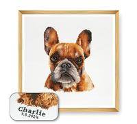 Trimits Kreuzstich-Set Hund - personalisierte Stickerei für Erwachsene und Anfänger, Wanddekoration, Tierliebhaber, Hundebesitzer,36x36cm,Rahmen nicht im Lieferumfang enthalten, Französische Bulldogge