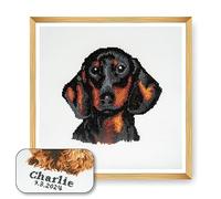 Trimits Kreuzstich-Set Hund - personalisierte Stickerei für Erwachsene und Anfänger, Wanddekoration, Tierliebhaber, Hundebesitzer,36x36cm,Rahmen nicht im Lieferumfang enthalten, Dackel