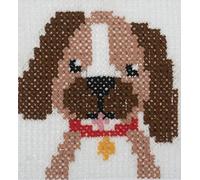Trimits 'Lerne Kreuzstich' Set - Kinder Starter Gezählter Kreuzstich, Anleitungen, Fäden und Leinen mit großen Löchern, 15 x 15 cm (6 x 6 Zoll) - Hund, Dog