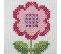 Trimits 'Lerne Kreuzstich' Set - Kinder Starter Gezählter Kreuzstich, Anleitungen, Fäden und Leinen mit großen Löchern, 15 x 15 cm (6 x 6 Zoll) - Blume