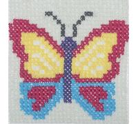 Trimits 'Lerne Kreuzstich' Set - Kinder Starter Gezählter Kreuzstich, Anleitungen, Fäden und Leinen mit großen Löchern, 15 x 15 cm (6 x 6 Zoll) - Schmetterling
