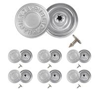 Trimming Shop 14 mm Ersatz-Jeansknöpfe, langlebiger Klebeschlag, kein Nähen, Knöpfe mit Nieten, für Jeans, Jacken, Röcke, silberfarben, 20 Stück