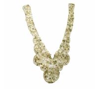 Trimming Shop 15 cm x 30 cm Pailletten-Spitzen-Kragen-Applikation, Perlenstickerei, für Kleider, Brautkleider, Abschlussbälle, Näharbeiten, Kostüme, 1pc, Netzgewebe