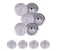 Trimming Shop 25 mm Ersatz-Jeansknöpfe, langlebiger Klebeschlag, kein Nähen, Knöpfe mit Nieten, für Jeans, Jacken, Röcke, Silber, 20 Stück