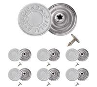 Trimming Shop 25 mm Ersatz-Jeansknöpfe, langlebiger Klebeschlag, kein Nähen, Knöpfe mit Nieten, für Jeans, Jacken, Röcke, silberfarben, 10 Stück