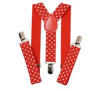 Trimming Shop 25mm Verstellbar Slim Unisex Herren Damen Elastische Hosenträger Clip für Kostüm Rot Weiße Punkte