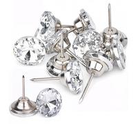 Trimming Shop 50 Stück 25 mm Diamantschliff-klare Kristall-Polsternägel mit Kristallkopf, Daumen, dekorative Pinnnadeln für Sofa, Kopfteil, DIY, Handwerk, Bettmöbel-Dekoration