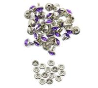 Trimming Shop 8mm Diamant Niet Bolzen für Leder Basteln mit Bunt Acryl Strasssteine - Perfekt für Riemen, Taschen oder Hundehalsband (50 Stück) - Lila, 8mm