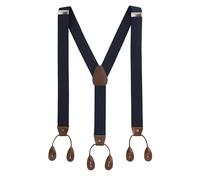 Trimming Shop Braun Unisex Elastische Hosenträger Y-Form Einfarbig Verstellbare Hosenträger mit rutschfest Verriegelung für Hosen, Jeans, Hose, 25mm - Marine, 44"