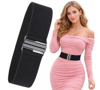 Trimming Shop Damen Schwarz Dehnbar Breiter Hüftgurt Verschluss Schnalle Elastische Bänder mit Clip Gurt Schneider Mode Zubehör für Mädchen Kleider, Kleider, one piece (50mm Breit, 32" - 36 ")
