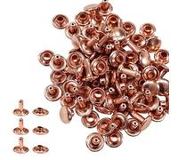 Trimming Shop Doppel Kappe Nieten Leder Nieten Tubular Metall Nieten für DIY Lederwaren, Bekleidung Reparatur & Ersatz,Handtasche,Riemen,8mm x 7mm, Rotgold, 100 Sätze