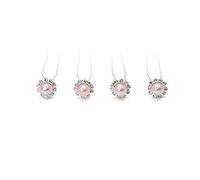 Trimming Shop Edelstahl-Haarnadeln mit rosa Perlen, Kristalle und Silber überzogen, Blumen-Entwurf für die Braut, Proms, Frauen Mode-Accessoire, 5pcs