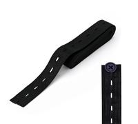 Trimming Shop Elastisches Knopflochband, Spule mit 25 mm Gummiband für Nähen, Hosen, Umstandsmode, Stricken, Basteln - 5 m, schwarz