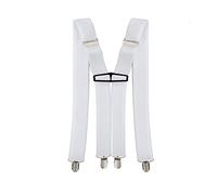 Trimming Shop Herren Elastische Hosenträger X Form Einfarbig Verstellbare Hosenträger mit Starker Metallclip für Hosen, Jeans, Hose, 35mm - Weiß, 35mm