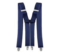 Trimming Shop Herren Elastische Hosenträger X Form Einfarbig Verstellbare Hosenträger mit Starker Metallclip für Hosen, Jeans, Hose, 35mm - Marineblau, 35mm