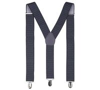 Trimming Shop Herren Hosenträger mit Weißen Punkt 35mm - Elastisch, Verstellbar Zum Anklammern Heavy Duty Strapshalter - grau, Wide 1.5"
