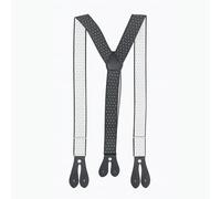 Trimming Shop Herren Strumpfhalter Y Form Knopfloch für Hose, Verstellbarer Stretch Elastisch Robust Straps, Zubehör, 25mm - Schwarz mit Weiß Punkte, BUTTON HOLE