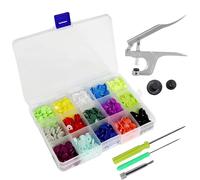 Trimming Shop KAM Druckknopf-Zange T3 Kunststoff Druckknöpfe Starterset ohne Nähen Werkzeug Knöpfe für Kinder Kleidung Stoff Windeln Lätzchen 150 Stück (15, Multi, T3 (Size 16)…