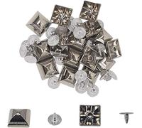 Trimming Shop Quadratische Messing Pyramidennieten mit Basis Pins Leder Nieten für DIY Handwerk, Kleidung, Taschen Dekoration, Geldbörsen Verzierung, Messing, Silber (10 mm), 10 mm