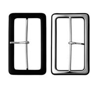 Trimming Shop Schwarz Gürtel Covered Schnallen PVC Spangen mit Stange für Sewing Apparel Kleidung Reparatur, Gürtel, Mäntel Taschen, Rain, Basteln - 50mm Innen bar - Gesamt L X W 63mm X 38mm - BK20