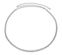 Trimming Shop Silber Metall Kettengürtel für Frauen Damen Mädchen mit Strass Diamante Nieten und Verschluss Hakenverschluss, 2 Reihen
