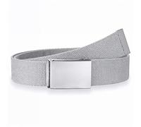 Trimming Shop Unisex Herren und Damen Leinen Gurtband Gürtel mit Klapp Verschluss Schnalle, Armee Kampf Style für Freizeit Bekleidung, Partykleidung - grau, 129,5cm, 51 inch