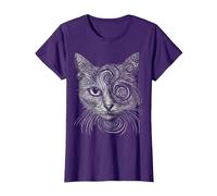 Trippy Katze verwirrtes Kätzchen im Gothic Grunge Style T-Shirt, Damen, Violett, XS
