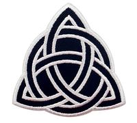 Triquetra Celtic Symbology Bestickter Aufnäher zum Aufbügeln/Annähen, Weiß schwarz