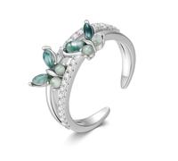 TRISHULA Moosagat Verlobungsring aus 925 Sterling Silber mit Schmetterling Verheißungsring für Frauen Weihnachts und Geburtstagsgeschenke