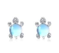 TRISHULA Schildkröte Ohrringe 925 Sterling Silber Hypoallergen Mondstein Ohrstecker Tier Ohrringe Schildkröte Schmuck Geschenk für Damen Mädchen Frauen Kinder