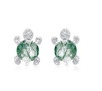 TRISHULA Schildkröte Ohrringe 925 Sterling Silber Schildkröte Ohrstecker Hypoallergene Achat Ohrringe Tier Schmuck Geburtstags Geschenk für Kinder Frauen Mädchen（Wassergras Achat）