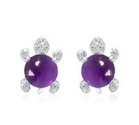 TRISHULA Schildkröte Ohrringe 925 Sterling Silber Schildkröte Ohrstecker Hypoallergene Amethyst Ohrringe Schildkröte Schmuck Geburtstag Geschenk für Kinder Frauen Mädchen