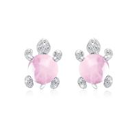 TRISHULA Schildkröte Ohrringe 925 Sterling Silber Schildkröte Ohrstecker Hypoallergene Rosen Quarz Ohrringe Schildkröte Schmuck Geburtstag Geschenk für Kinder Frauen Mädchen