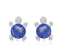 TRISHULA Schildkröte Ohrringe 925 Sterling Silber Tier Ohrstecker Hypoallergenee Lapislazuli Ohrringe Schildkröte Schmuck Geburtstag Geschenk für Kinder Frauen Mädchen