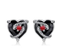 TRISHULA Schlangen-Ohrringe aus 925 Sterling Silber Süße Punk Gothic Schlangen-Ohrringe Herz-Zirkonia-Steckohrringe Goth-Schmuck Geschenke für Frauen