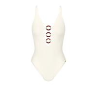 Badeanzug TRIUMPH "Summer Dune O", Damen, Gr. 36, Cup B, weiß (beige), Microfaser, Obermaterial: 83% Polyamid, 17% Elasthan, Badeanzüge Badeanzug, mit Wellenstruktur (62168531-36) beige