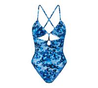 Badeanzug TRIUMPH "Midnight Swim O", Gr. 40, Cup B, blau combination, Microfaser, Obermaterial: 82% Polyamid, 18% Elasthan, Badeanzüge Badeanzug, weich und glänzend (87679062-40) blau combination