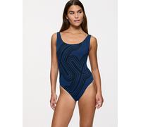 Badeanzug TRIUMPH "Flex Smart Summer OP pt", Damen, Gr. 4, N-Gr, blau (blau, schwarz combination), Microfaser, Obermaterial: 69% Polyamid, 31% Elasthan, modisch, Badeanzüge, weiches dehnbares Material