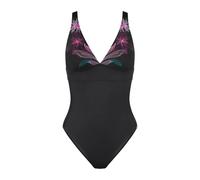 Badeanzug TRIUMPH "Summer Tropics OP 02", Damen, Gr. 44, Cup C, schwarz combination, Microfaser, Obermaterial: 55% Polyamid, 45% Elasthan, Badeanzüge Badeanzug, weich und formend (68753818-44) schwarz