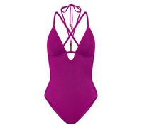 Badeanzug TRIUMPH "Summer Sunset OP 01", Damen, Gr. 36, Cup C, raspberry juice, Glitzergarne;Microfaser, Obermaterial: 70% Polyamid, 16% metallisierte Fasern, 14% Elasthan, Badeanzüge Badeanzug, weich