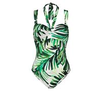 Badeanzug TRIUMPH "Summer Palm OPD", Damen, Gr. 40, Cup E, grün (grün combination), Microfaser, Obermaterial: 55% Polyamid, 45% Elasthan, Badeanzüge Badeanzug, weich und formend (53797618-40) grün com