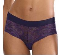 Panty TRIUMPH "Body Make-Up Illusion Lace", Damen, Gr. 46, blau (prussian blau), Microtouch, Obermaterial: 80% Polyamid, 20% Polyester, körpernah, Unterhosen Panty, florale Stretch-Spitze, glatter Bun