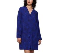 Nachthemd TRIUMPH "Boyfriend Fit NDW", Damen, Gr. 38, N-Gr, blau (blau, schwarz), Stoff, Obermaterial: 100% Viskose, bedruckt, unifarben, bequem kniefrei, tiefer V-Ausschnitt, Kleider Nachthemd, mit d