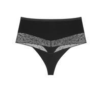 Slip TRIUMPH "Comfort Contour Highwaist String", Damen, Gr. L, schwarz, Microtouch, Obermaterial: 58% Polyamid, 42% Elasthan, Unterhosen Slip, flache formende Spitze (87526242-L) schwarz