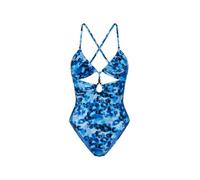Badeanzug TRIUMPH "Midnight Swim O", Damen, Gr. 42, Cup C, blau combination, Microfaser, Obermaterial: 82% Polyamid, 18% Elasthan, Badeanzüge Badeanzug, weich und glänzend (95824300-42) blau combinati