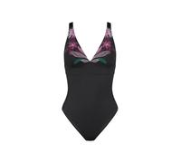 Badeanzug TRIUMPH "Summer Tropics OP 02", Damen, Gr. 44, Cup D, schwarz (schwarz combination), Microfaser, Obermaterial: 55% Polyamid, 45% Elasthan, Badeanzüge Badeanzug, weich und formend (63032439-4