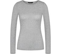 Langarmshirt TRIUMPH "Beauty Layers LSL Top Wool", Damen, Gr. M, grau (medium grau melange), Single Jersey, Obermaterial: 100% Wolle, hüftbedeckend, Rundhals, Shirts Langarmshirt, weiche Wolle, langär